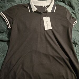 Lady Hagen Black Polo with White Accents